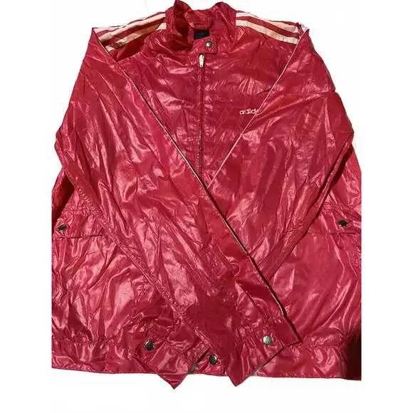 Vintage Adidas 3 Stripe Windbreaker Hot Pink L - Picture 2 of 7